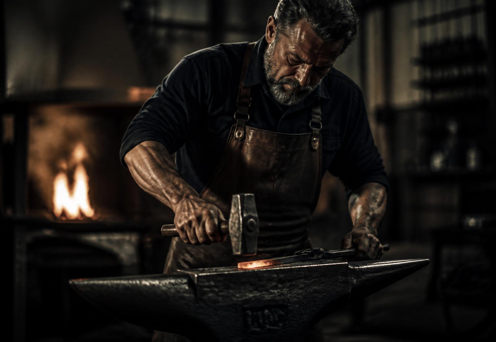 Artigiano al lavoro nell'officina Capitani Quirino di Parma